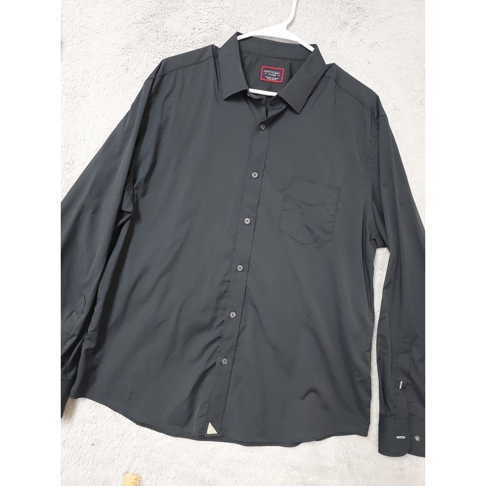 Untuckit Shirt Mens Xl Gironde Long Sleeve Button Down Black Nylon Performance
